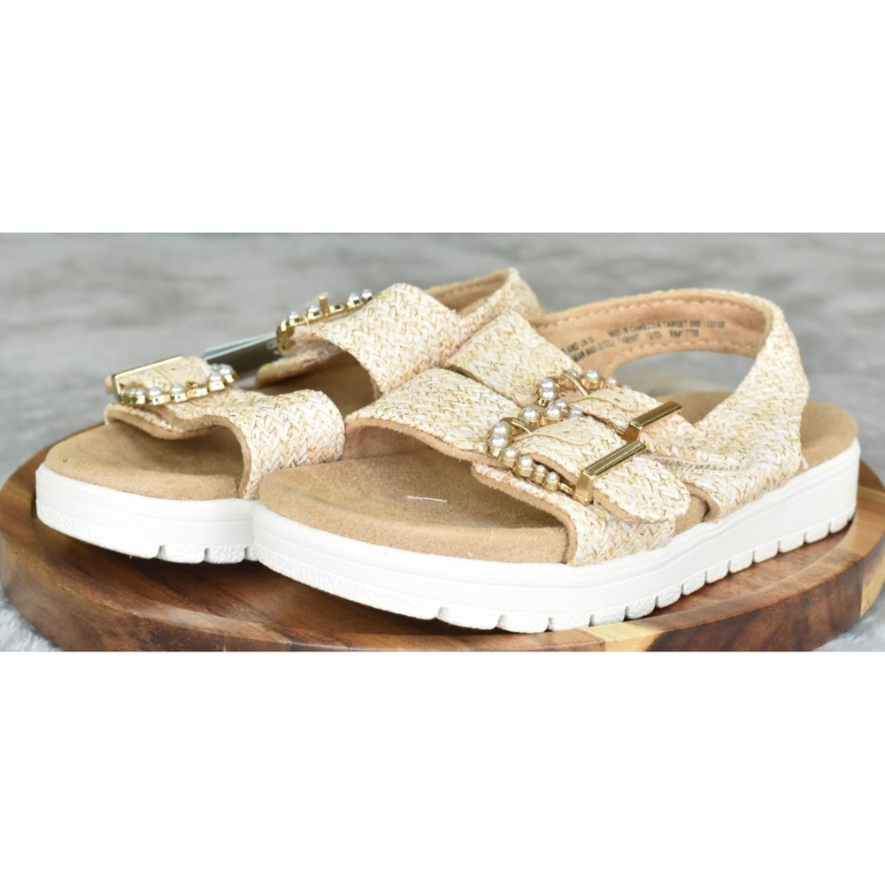 Cat & Jack Sequerah Girl Sandals Size 7 Tan Footbed Toddler Casual Raffia